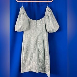 Blue gray puffer sleeve dress
